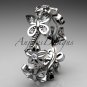 14kt white gold diamond floral butterfly wedding ring, engagement ring, wedding band ADLR139