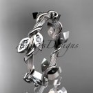 platinum diamond leaf wedding ring, engagement ring, wedding band ADLR20B