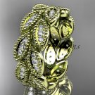 14kt yellow gold diamond leaf wedding ring,engagement ring,wedding band.ADLR54