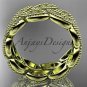 14kt yellow gold diamond leaf wedding ring,engagement ring,wedding band.ADLR54