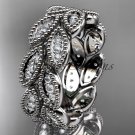 14kt white gold diamond leaf wedding ring,engagement ring,wedding band. ADLR54