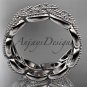 14kt white gold diamond leaf wedding ring,engagement ring,wedding band. ADLR54