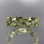 14kt yellow gold diamond flower wedding ring,engagement ring,wedding band. ADLR 217