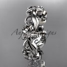 14kt white gold diamond flower wedding ring,engagement ring,wedding band. ADLR 217