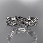 14kt white gold diamond flower wedding ring,engagement ring,wedding band. ADLR 217