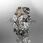 14kt two-tone gold diamond flower, leaf and vine wedding ring, engagement ring, wedding band ADLR161