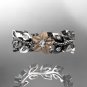 14kt two-tone gold diamond flower, leaf and vine wedding ring, engagement ring, wedding band ADLR161