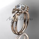 14kt rose gold diamond unique engagement ring,wedding ring ADER155
