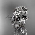 14kt white gold diamond flower, leaf and vine wedding ring, engagement ring,wedding band ADLR161