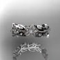 14kt white gold diamond flower, leaf and vine wedding ring, engagement ring,wedding band ADLR161
