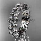 14k white gold diamond vine and leaf wedding ring, engagement ring, wedding band ADLR36