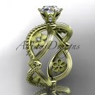 14kt yellow gold diamond floral wedding ring, engagement ring ADLR192
