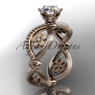 14kt rose gold diamond floral wedding ring, engagement ring ADLR192