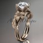 14kt rose gold diamond leaf and vine engagement ring ADLR189