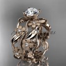 14kt rose gold diamond leaf and vine wedding ring,engagement ring ADLR188