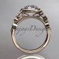 14kt rose gold diamond leaf and vine wedding ring,engagement ring ADLR179