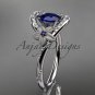 14kt white gold diamond engagement ring ADLR166 with natural royal blue sapphire center stone