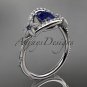 14kt white gold diamond engagement ring ADLR166 with natural royal blue sapphire center stone