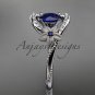 14kt white gold diamond engagement ring ADLR166 with natural royal blue sapphire center stone