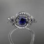 14kt white gold diamond engagement ring ADLR166 with natural royal blue sapphire center stone