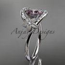 14kt white gold diamond engagement ring,wedding ring ADLR166. with Titanium Pink SPINEL, SRI-LANKA
