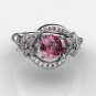 14kt white gold diamond engagement ring,wedding ring ADLR166. with Titanium Pink SPINEL, SRI-LANKA