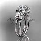14kt white gold engagement ring with a Forever One Moissanitee center stone ADLR141
