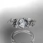 14kt white gold engagement ring with a Forever One Moissanitee center stone ADLR141