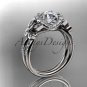 Platinum diamond engagement ring with a Forever One Moissanite center stone ADLR141