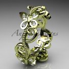 14kt yellow gold diamond floral butterfly wedding ring, engagement ring, wedding band ADLR138