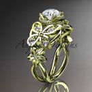 14kt yellow gold diamond floral, butterfly wedding ring, engagement ring, wedding band ADLR136