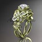 14kt yellow gold diamond floral, butterfly wedding ring, engagement ring, wedding band ADLR136