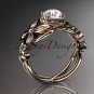 14kt rose gold diamond floral, butterfly wedding ring, engagement ring, wedding band ADLR136