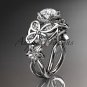 Platinum diamond floral, butterfly wedding ring, engagement ring, wedding band ADLR136