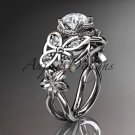 14kt white gold diamond engagement ring with a Forever One Moissanit center stone ADLR136