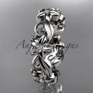 14kt white gold diamond flower wedding ring,engagement ring,wedding band. ADLR 217