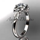 14kt white gold diamond unique engagement ring,wedding ring with moissanite center stone ADER154