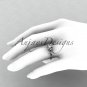14kt white gold diamond unique engagement ring,wedding ring with moissanite center stone ADER154