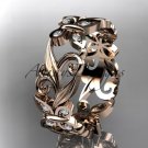 14kt rose gold diamond leaf and vine butterfly wedding ring, engagement ring, wedding band ADLR144