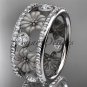 14k white gold diamond flower wedding ring, engagement ring ADLR239