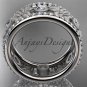 14k white gold diamond flower wedding ring, engagement ring ADLR239
