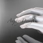 14k white gold diamond flower wedding ring, engagement ring ADLR239