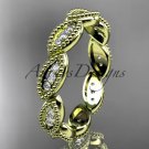 14kt yellow gold diamond leaf wedding ring, nature inspired jewelry ADLR241