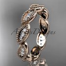 14kt rose gold diamond leaf wedding ring,nature inspired jewelry ADLR241