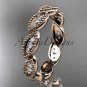 14kt rose gold diamond leaf wedding ring,nature inspired jewelry ADLR241