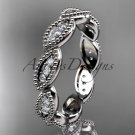Platinum diamond leaf wedding ring, nature inspired jewelry ADLR241