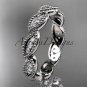14kt white gold diamond leaf wedding ring, nature inspired jewelry ADLR241