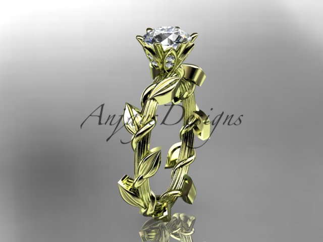 Unique 14kt yellow gold diamond floral wedding ring,engagement ring ADLR248