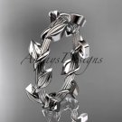 Unique 14kt white gold leaf and vine wedding ring ADLR248B