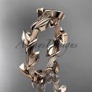 Unique 14kt rose gold leaf and vine wedding ring ADLR248B